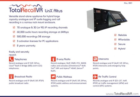 Total Recall VR LinX Altus brochure